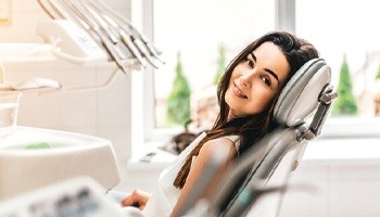 Woman smiling in dental chair