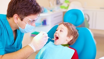 young boy at dentist