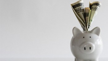 money sticking out of a piggy bank