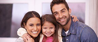 Metairie dental services Parents and daughter smiling together