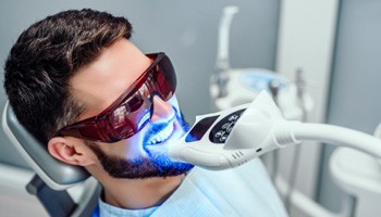 a man receiving teeth whitening treatment