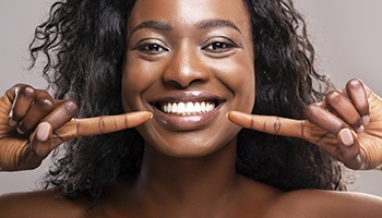 Woman after whitening treatment in Metairie
