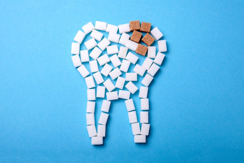 decayed tooth modeled with sugar cubes